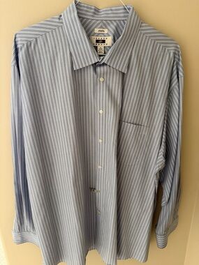 Joseph Abboud Light Blue/Brown/White Striped Dress Shirt
